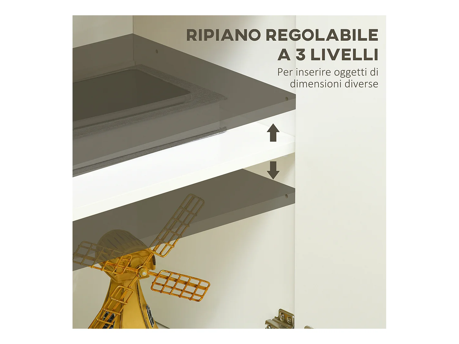 Mobile multifunzionale con 2 armadietti con 3 ante bianco