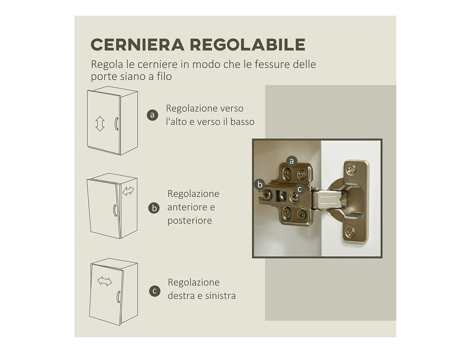 Mobile multifunzionale con 2 armadietti con 3 ante bianco