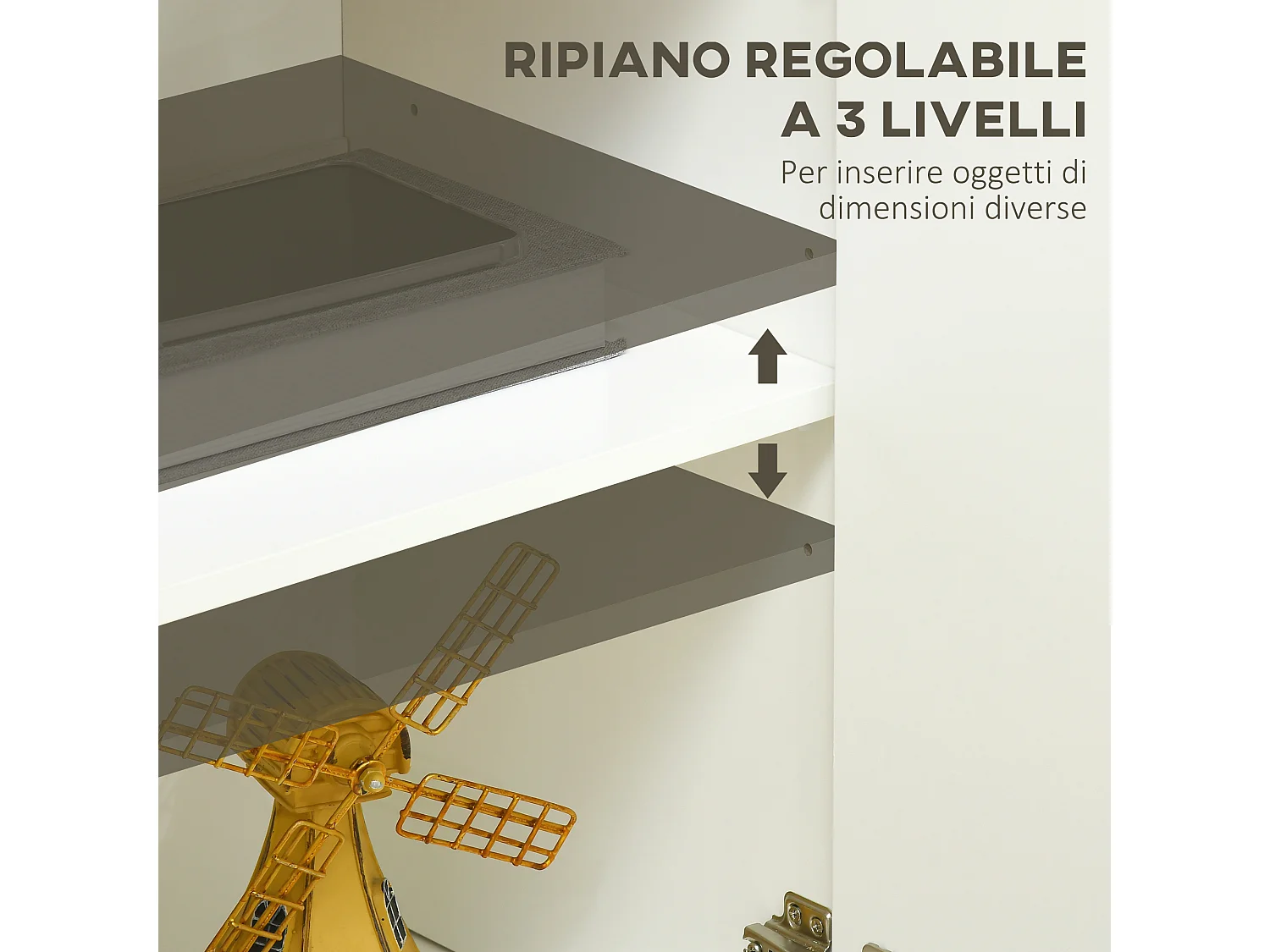 Mobile multifunzionale con 2 armadietti con 3 ante bianco