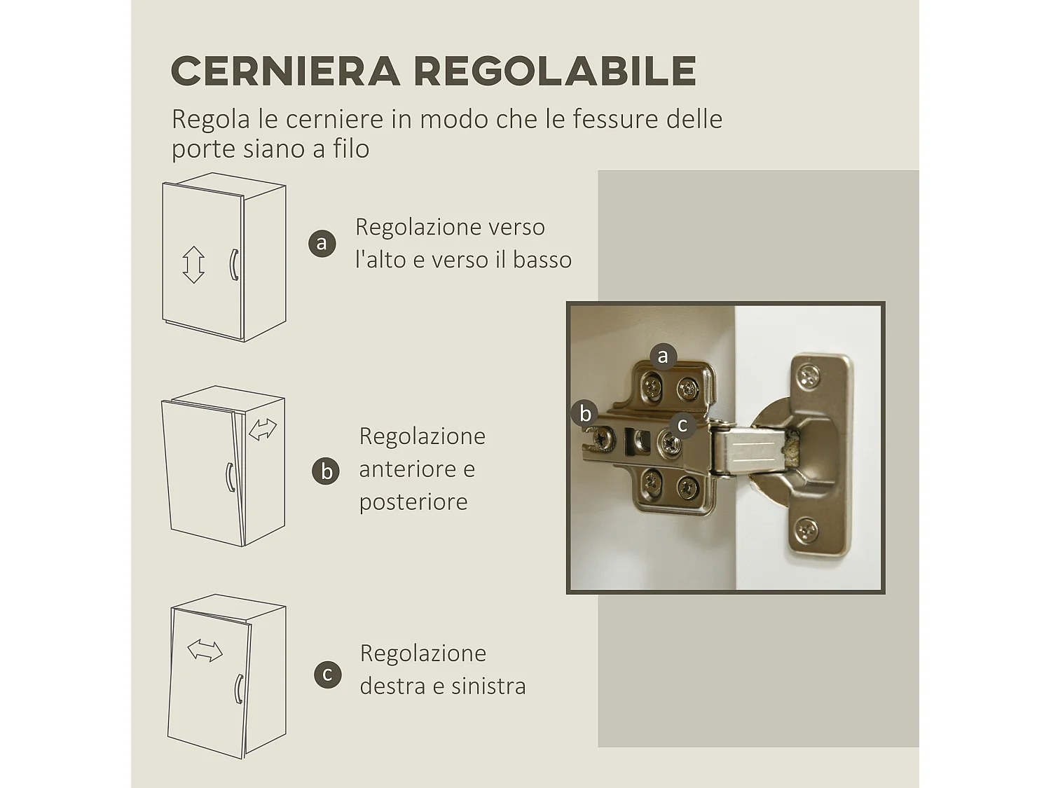 Mobile multifunzionale con 2 armadietti con 3 ante bianco