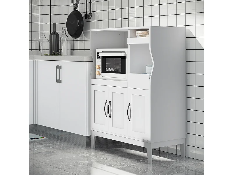 Credenza cucina con 2 armadietti e ripiani estraibili bianco