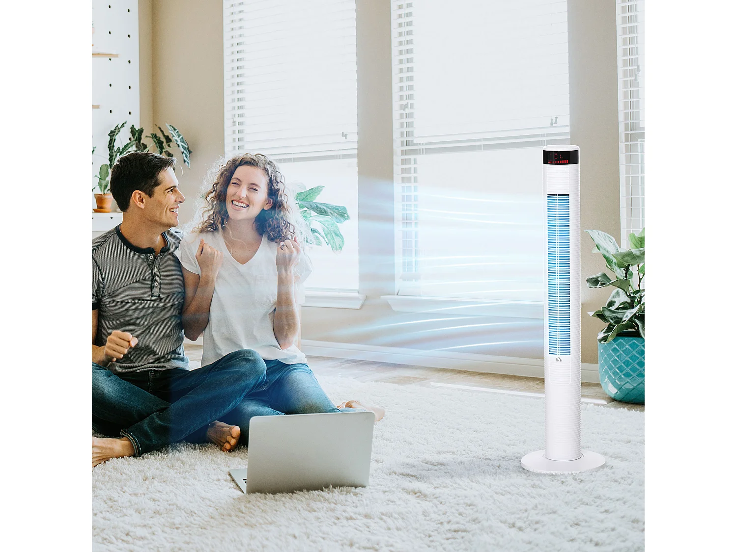 HOMCOM Ventilatore Colonna 3 Velocità 4 Modalità Timer 12h Telecomando