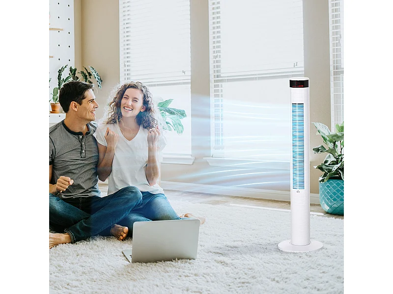 HOMCOM Ventilatore Colonna 3 Velocità 4 Modalità Timer 12h Telecomando