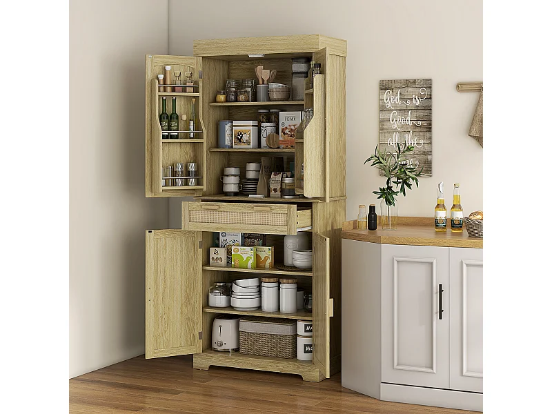 Credenza cucina stile boho con 2 armadietti un cassetto e portaspezie