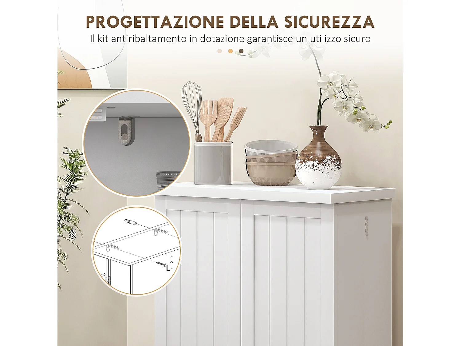 Armadio da cucina con 5 ripiani centrali e 12 ripiani laterali