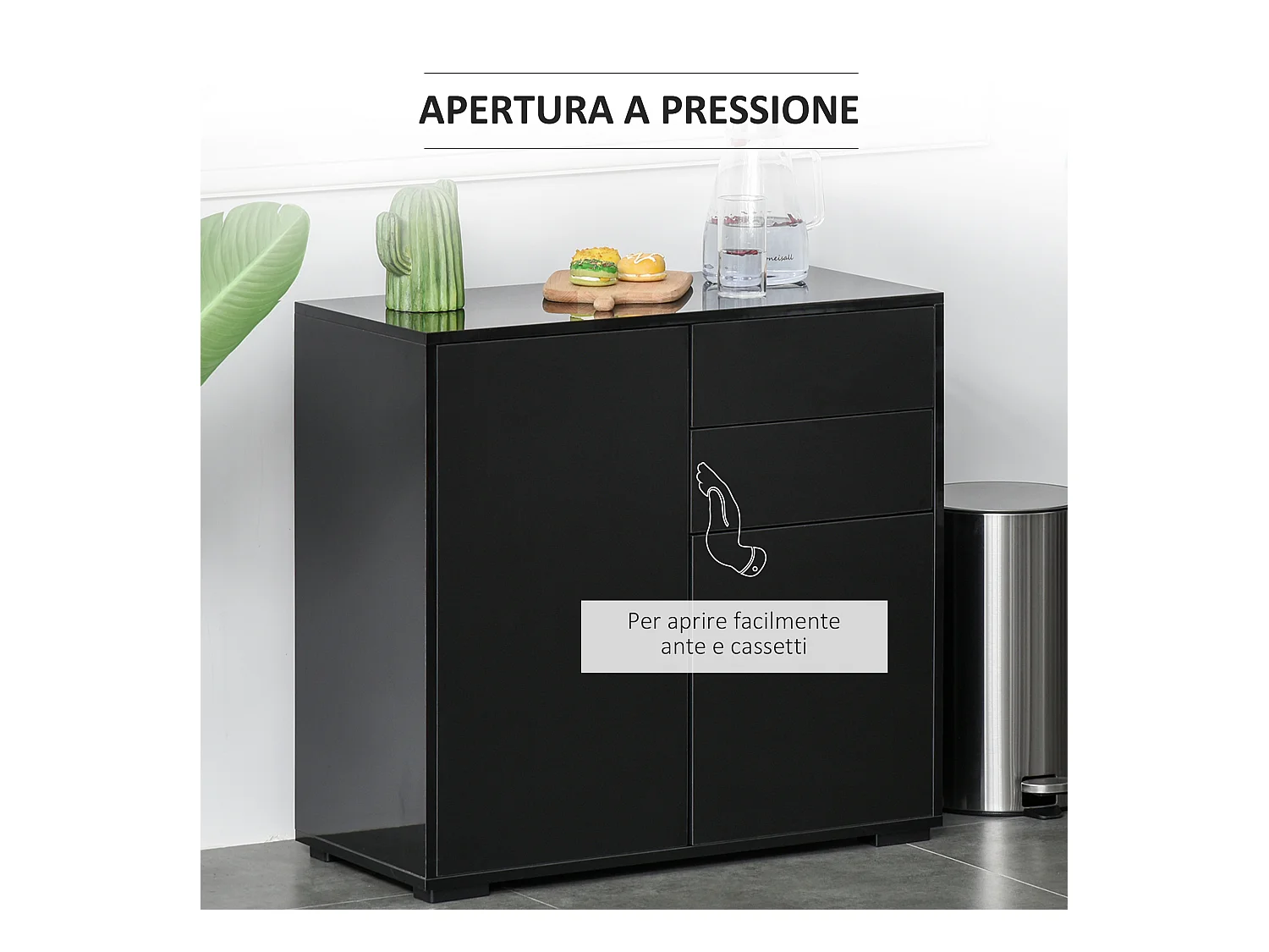 Mobiletto multiuso con 2 cassetti e 2 armadietti casa o ufficio