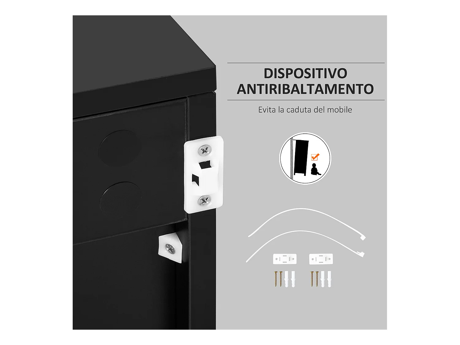 Mobiletto multiuso con 2 cassetti e 2 armadietti casa o ufficio