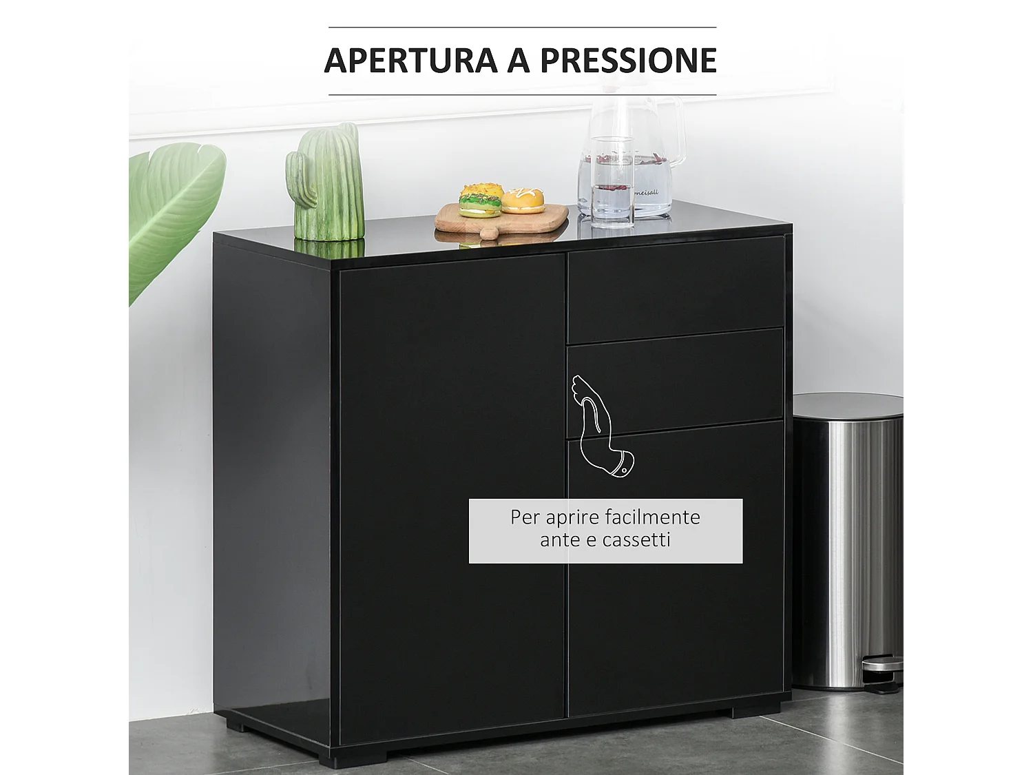 Mobiletto multiuso con 2 cassetti e 2 armadietti casa o ufficio