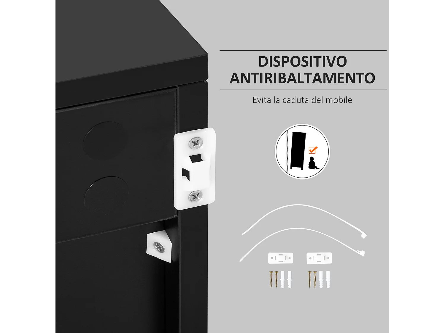 Mobiletto multiuso con 2 cassetti e 2 armadietti casa o ufficio