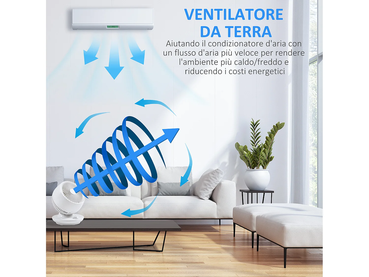 Ventilatore da tavolo a 3 velocità con oscillazione a 70°