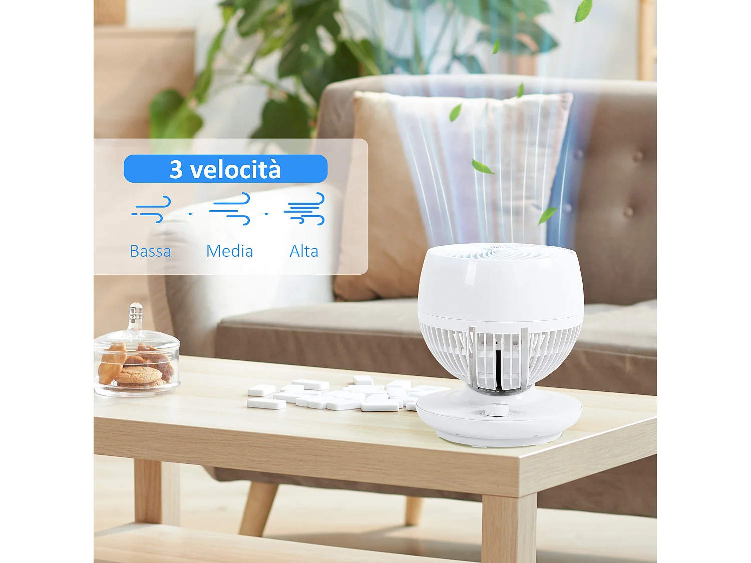 Ventilatore da tavolo a 3 velocità con oscillazione a 70°