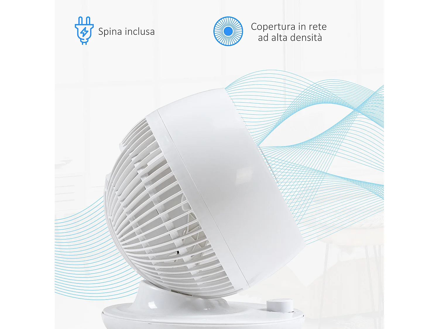 Ventilatore da tavolo a 3 velocità con oscillazione a 70°