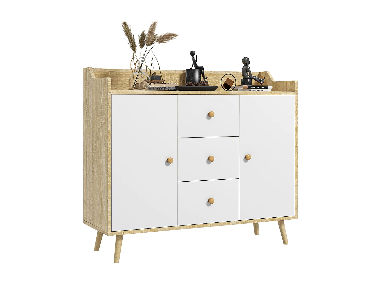 Credenza moderna con 3 cassetti e 2 armadietti a 2 livelli