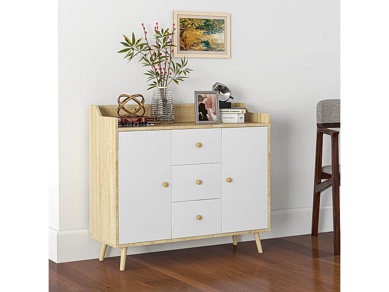 Credenza moderna con 3 cassetti e 2 armadietti a 2 livelli