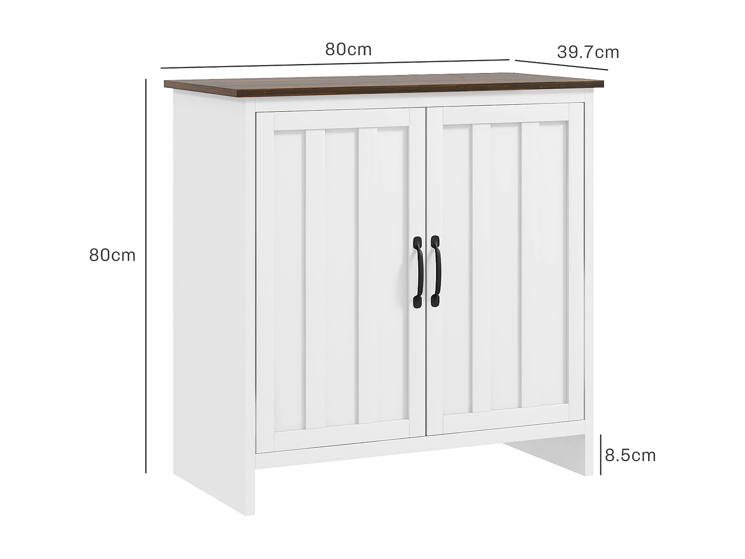 Credenza cucina a 2 ante con ripiano regolabile in legno bianco
