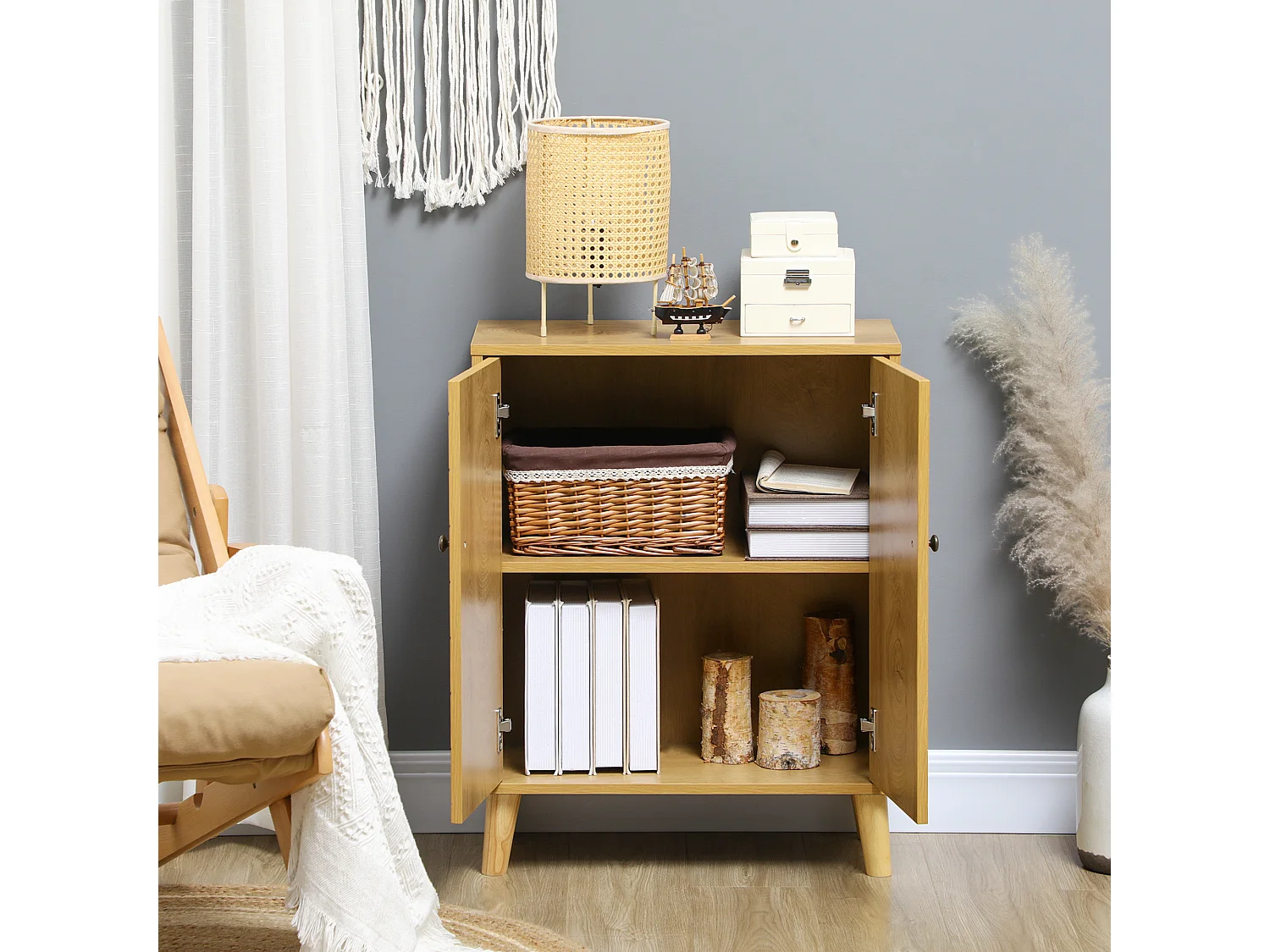 Mobile da cucina con due ripiani interni 60x30x76cm color legno