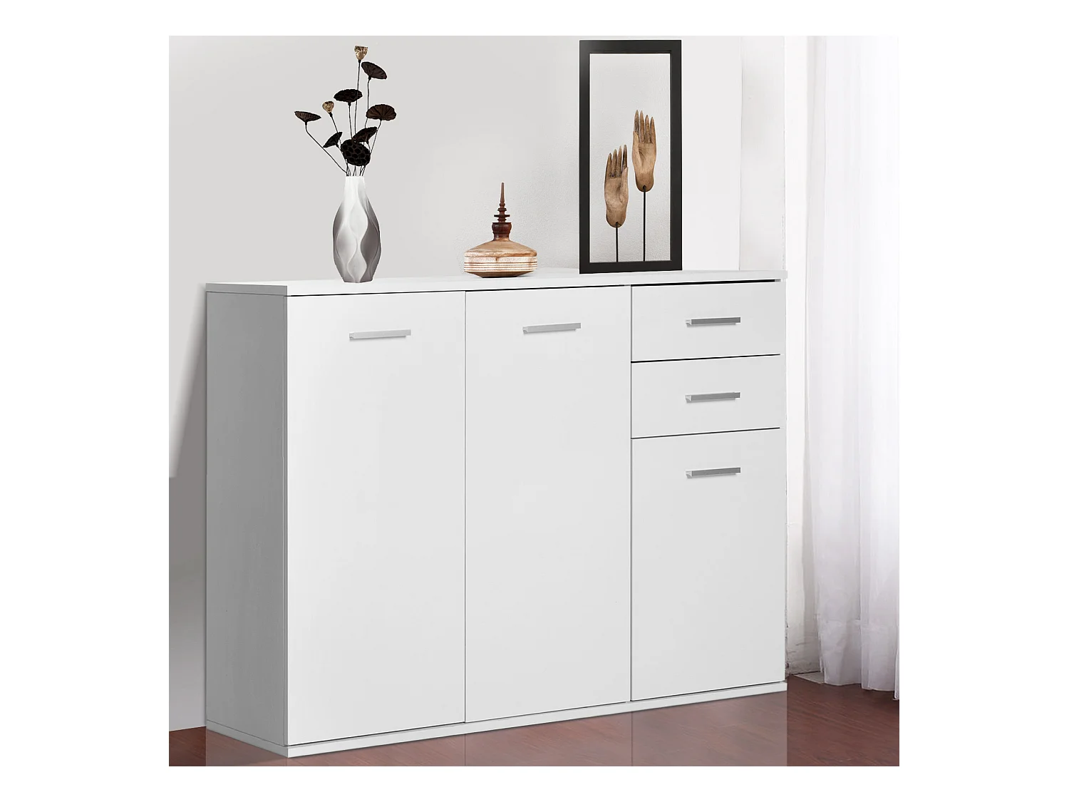 Armadietto da ufficio 3 armadietti 2 cassetti bianco legno