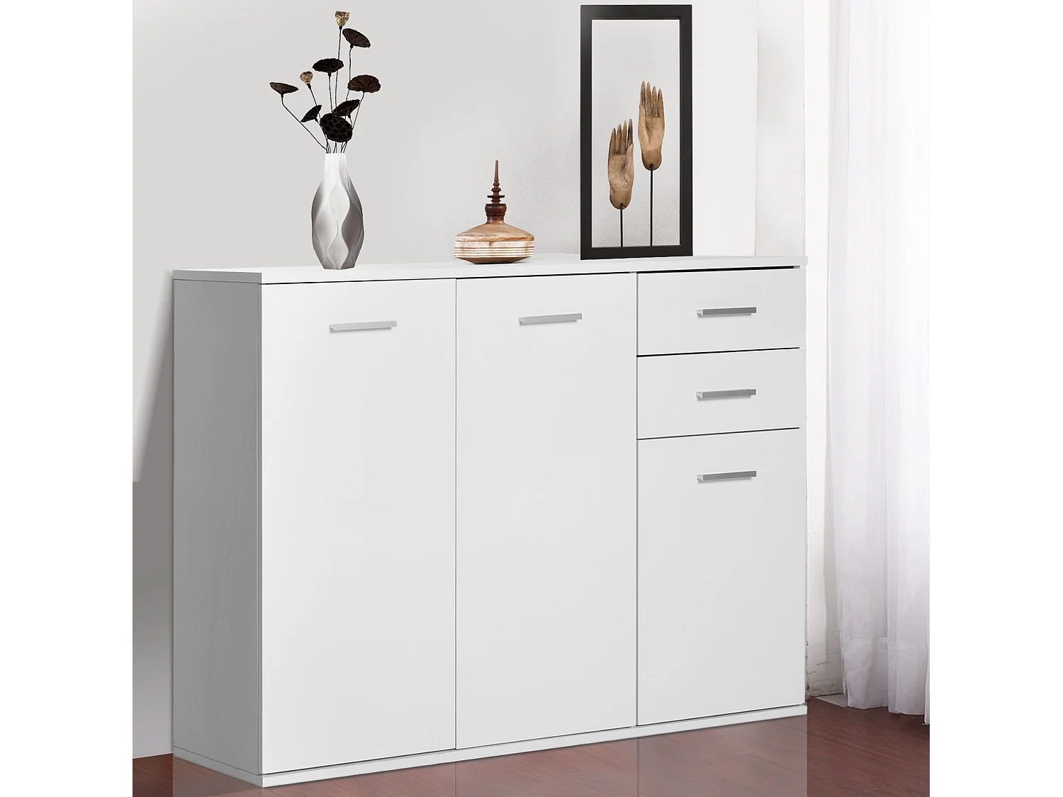 Armadietto da ufficio 3 armadietti 2 cassetti bianco legno