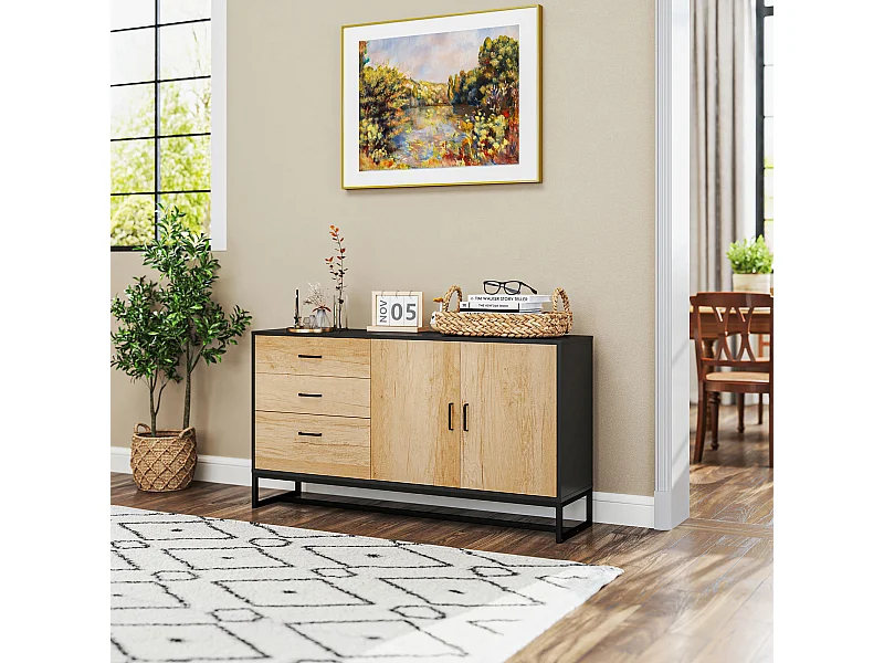 Credenza moderna con 3 cassetti e armadietto 2 ante