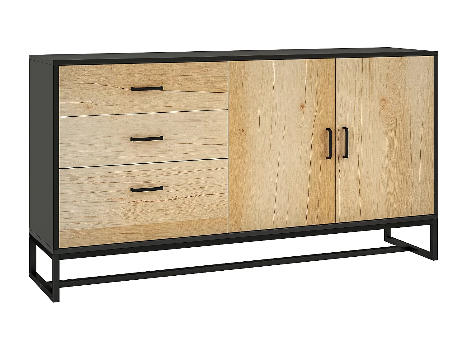 Credenza moderna con 3 cassetti e armadietto 2 ante