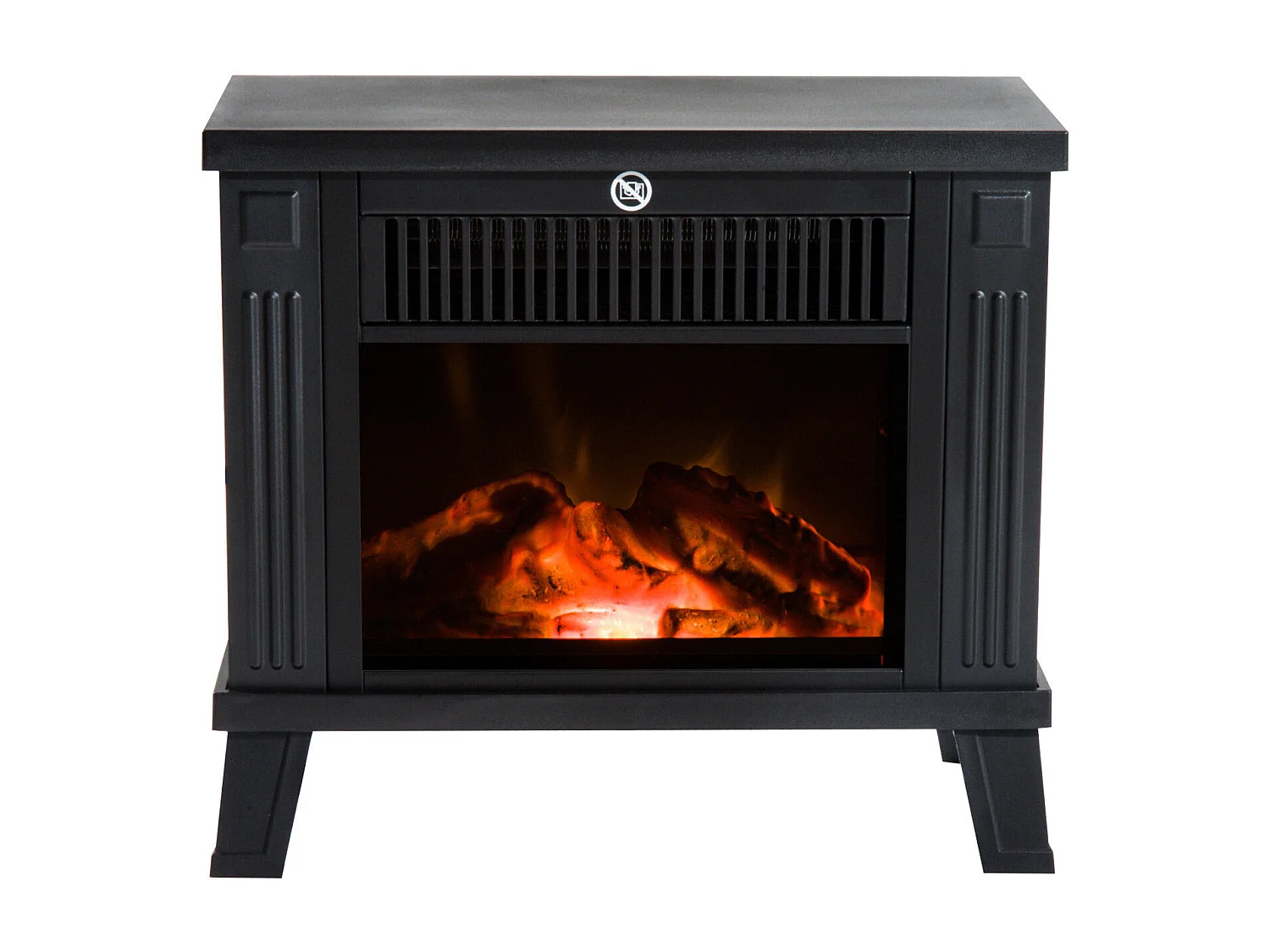 Camino elettrico da terra moderno con effetto fiamma nero