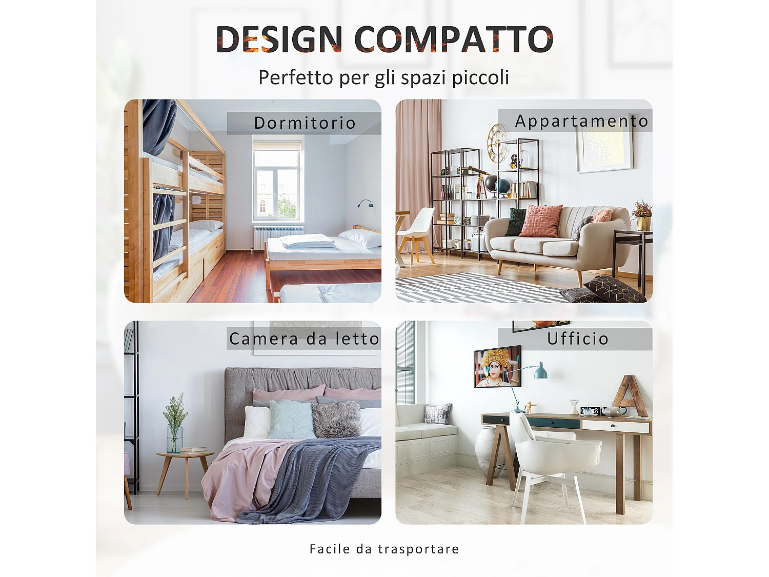 Camino elettrico da terra moderno con effetto fiamma nero