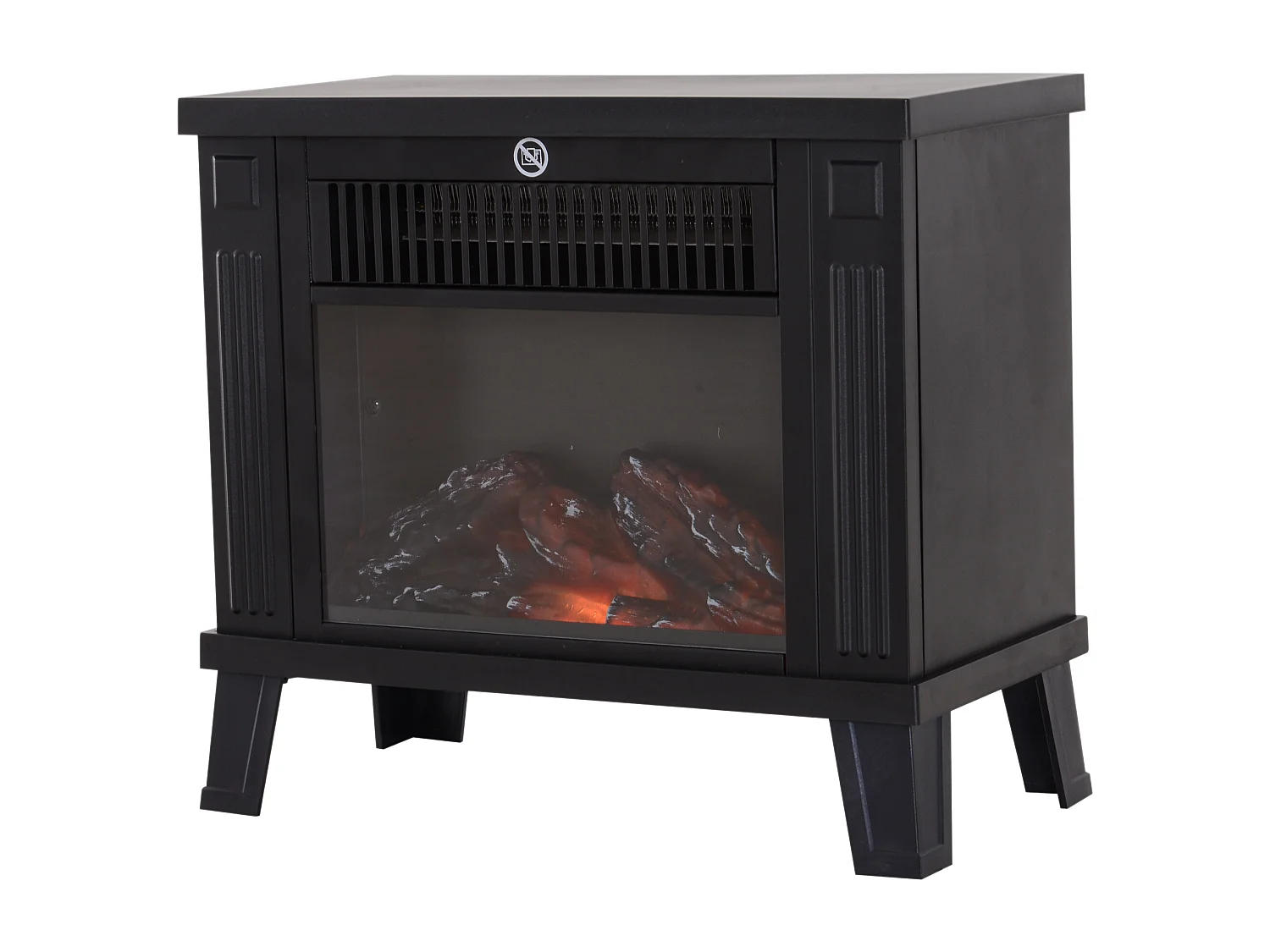 Camino elettrico da terra moderno con effetto fiamma nero