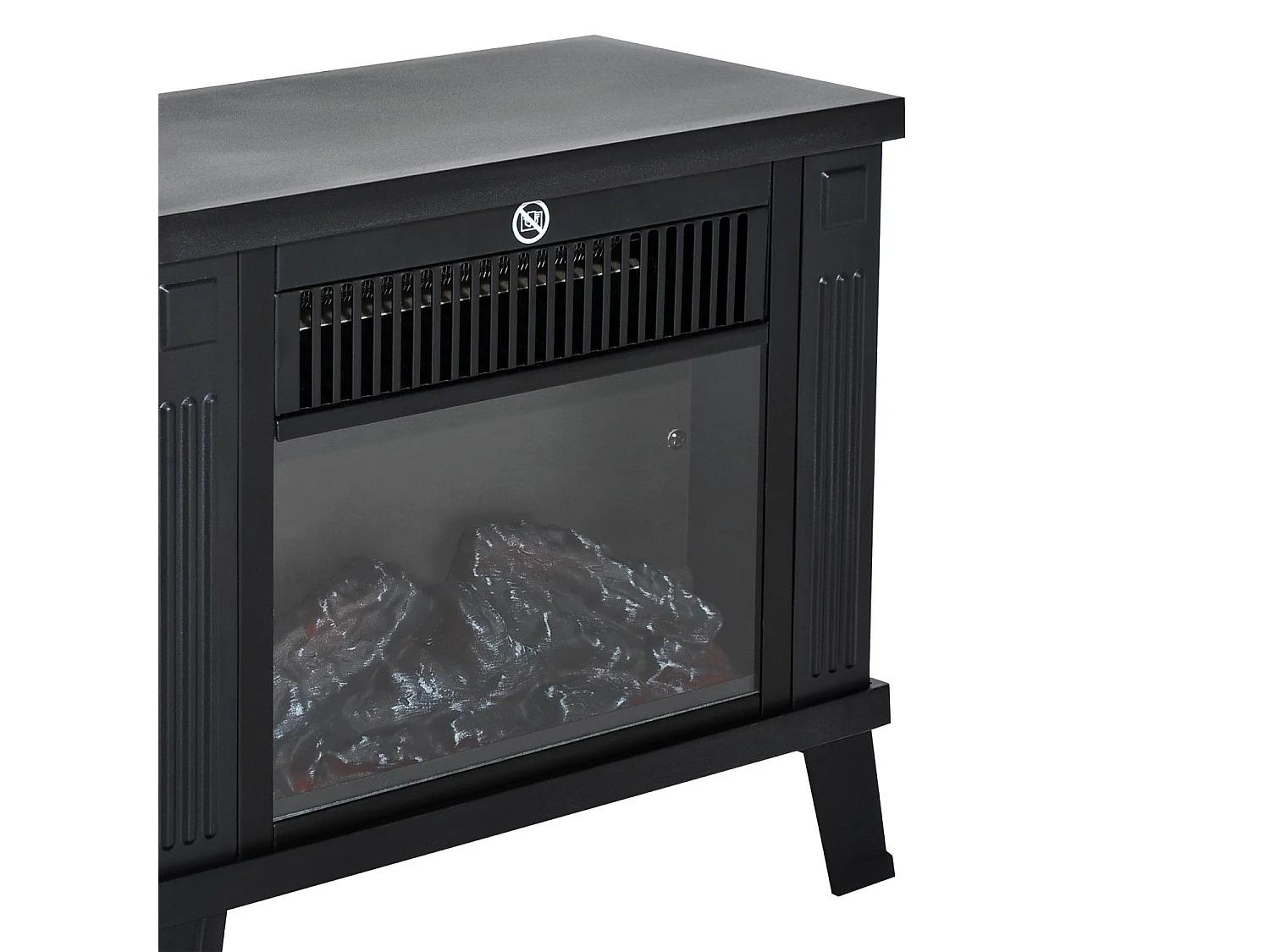 Camino elettrico da terra moderno con effetto fiamma nero