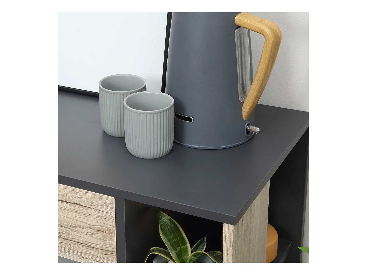 Carrello cucina multiuso con ruote scaffale e armadietto in legno