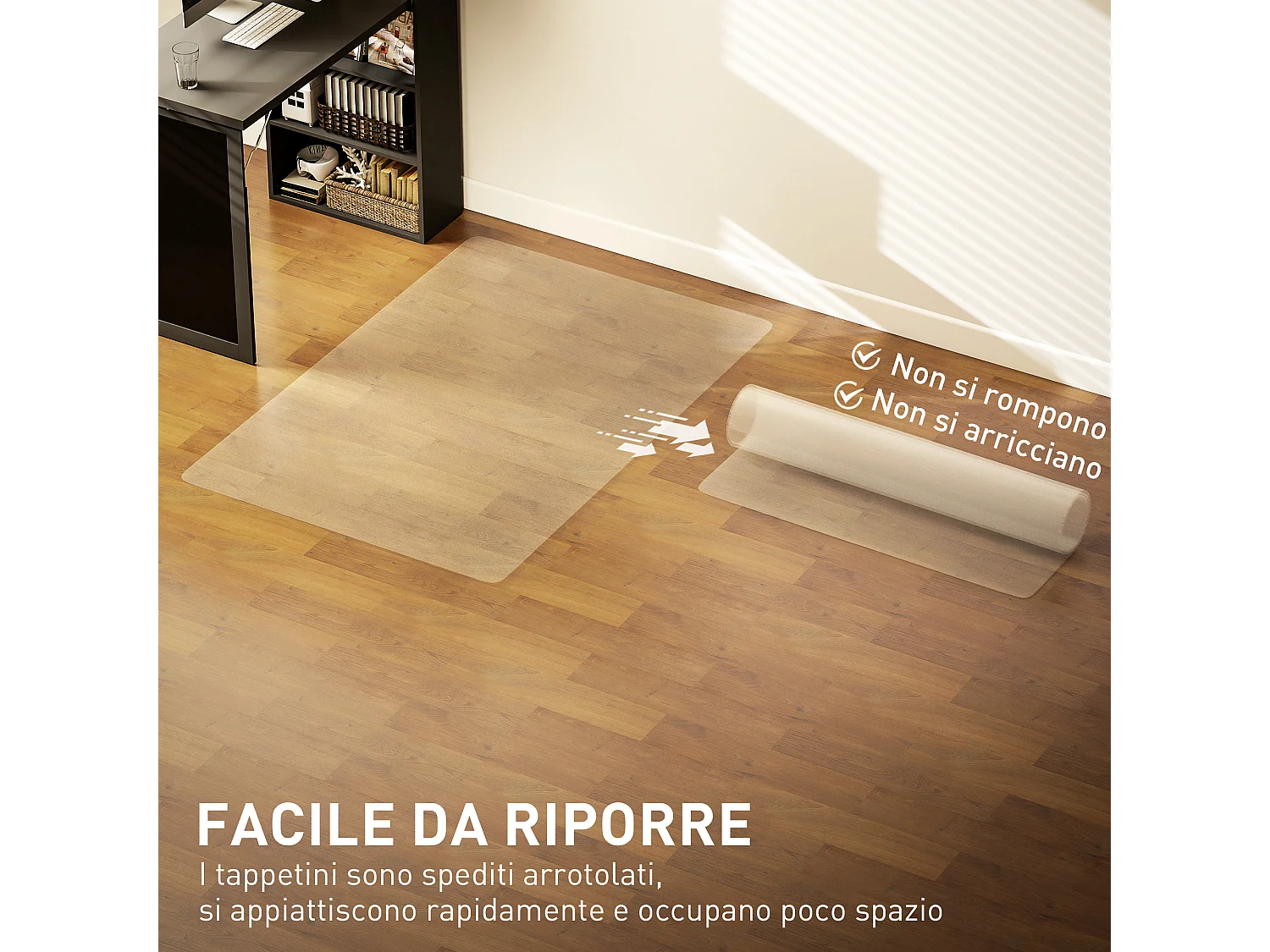 Tappetino salvapavimento 100x150 cm in plastica trasparente per sedia