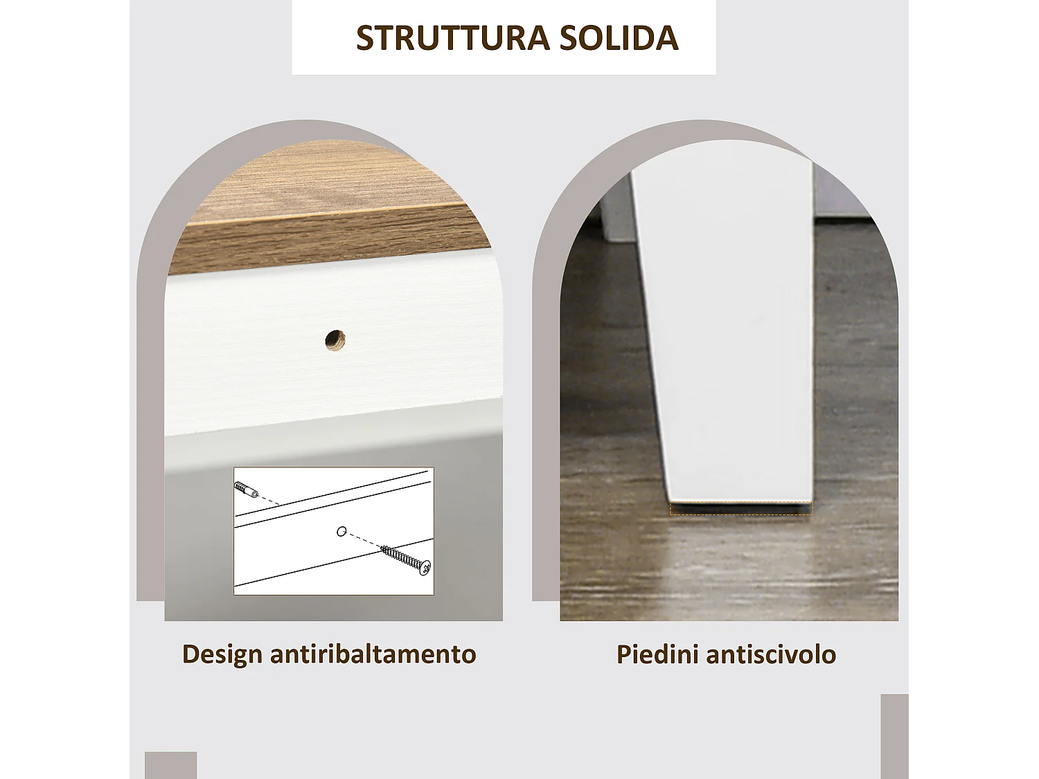 Mobile cucina stile rustico 76.6x 35x 81.5cm bianco e marrone