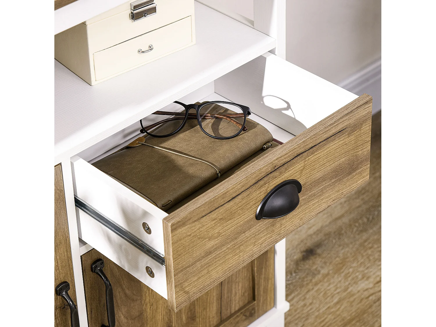 Mobile cucina stile rustico 76.6x 35x 81.5cm bianco e marrone