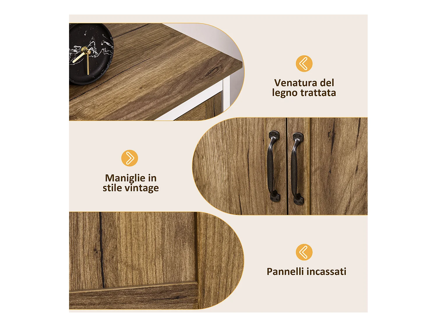 Mobile multiuso con armadietto e cassetto in truciolato bianco