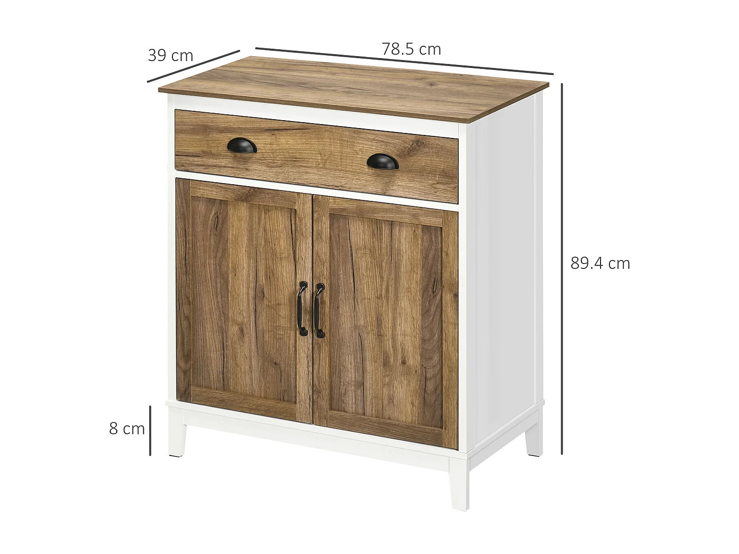 Mobile multiuso con armadietto e cassetto in truciolato bianco