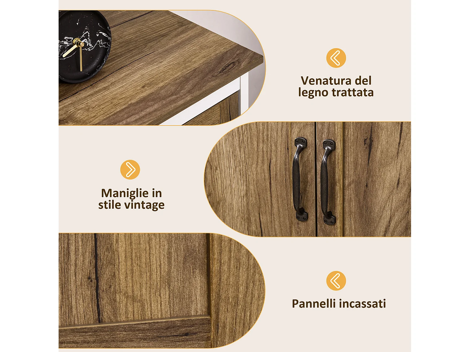 Mobile multiuso con armadietto e cassetto in truciolato bianco