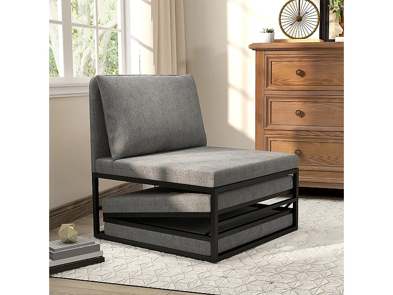 Poltrona letto moderna con cuscino e copertura protettiva grigio