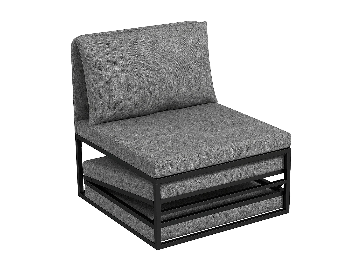 Poltrona letto moderna con cuscino e copertura protettiva grigio