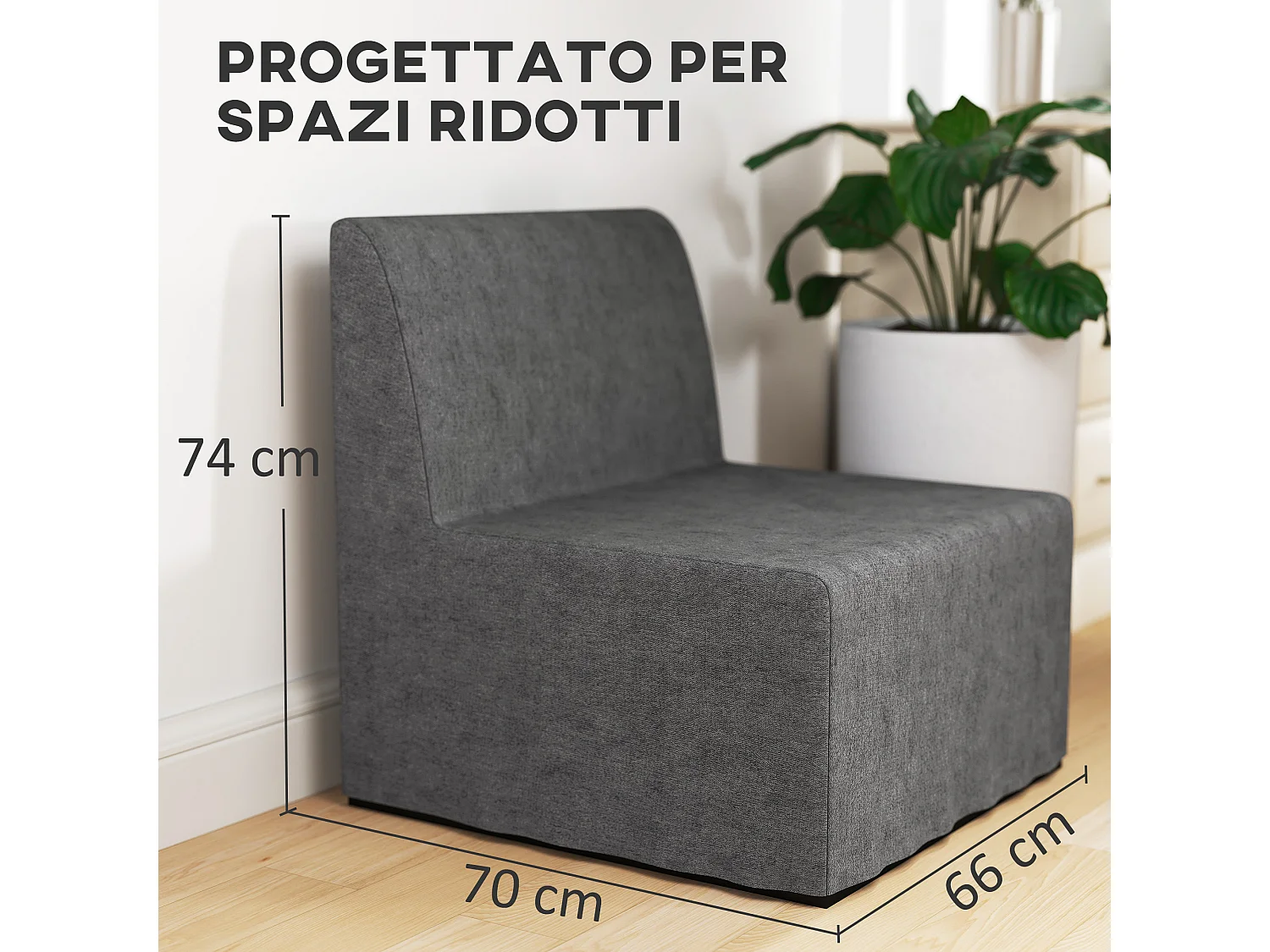 Poltrona letto moderna con cuscino e copertura protettiva grigio
