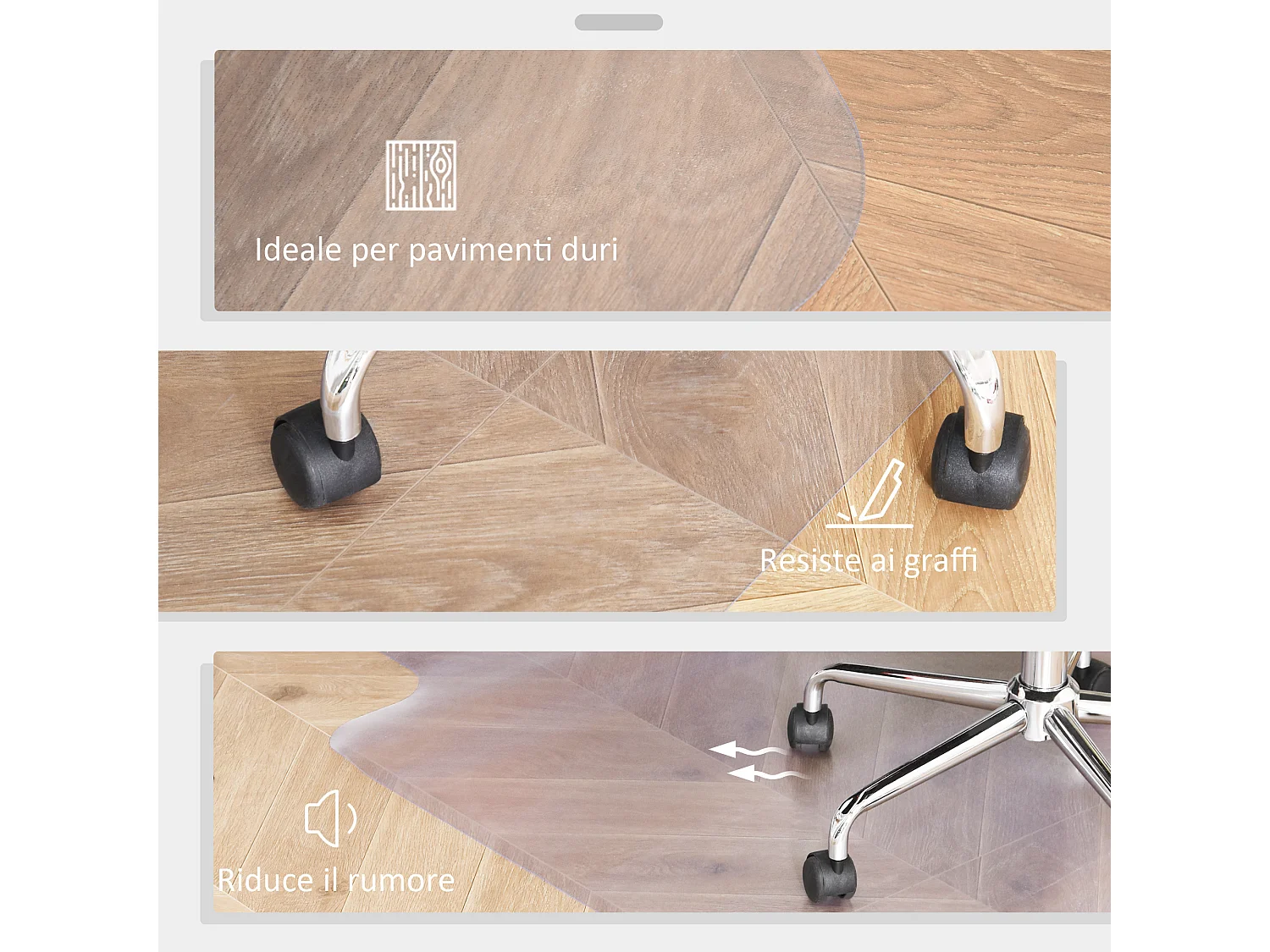 Tappeto salvapavimento antiscivolo 90x120cm in plastica trasparente