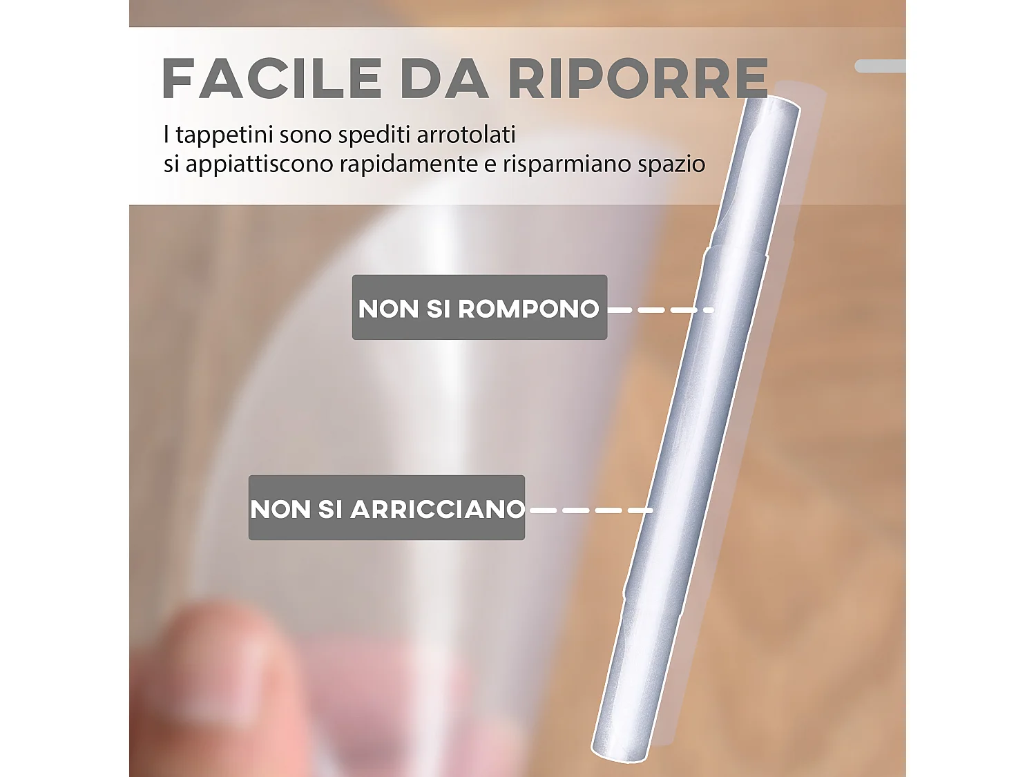 Tappeto salvapavimento antiscivolo 90x120cm in plastica trasparente