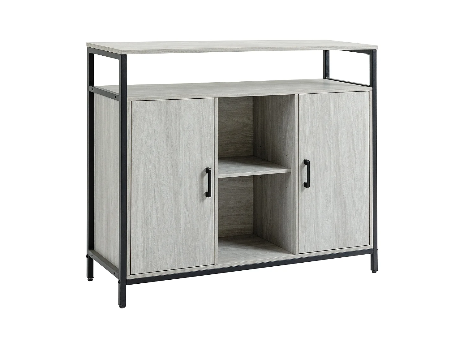 Mobile cucina con 2 armadietti e ripiani in legno grigio chiaro