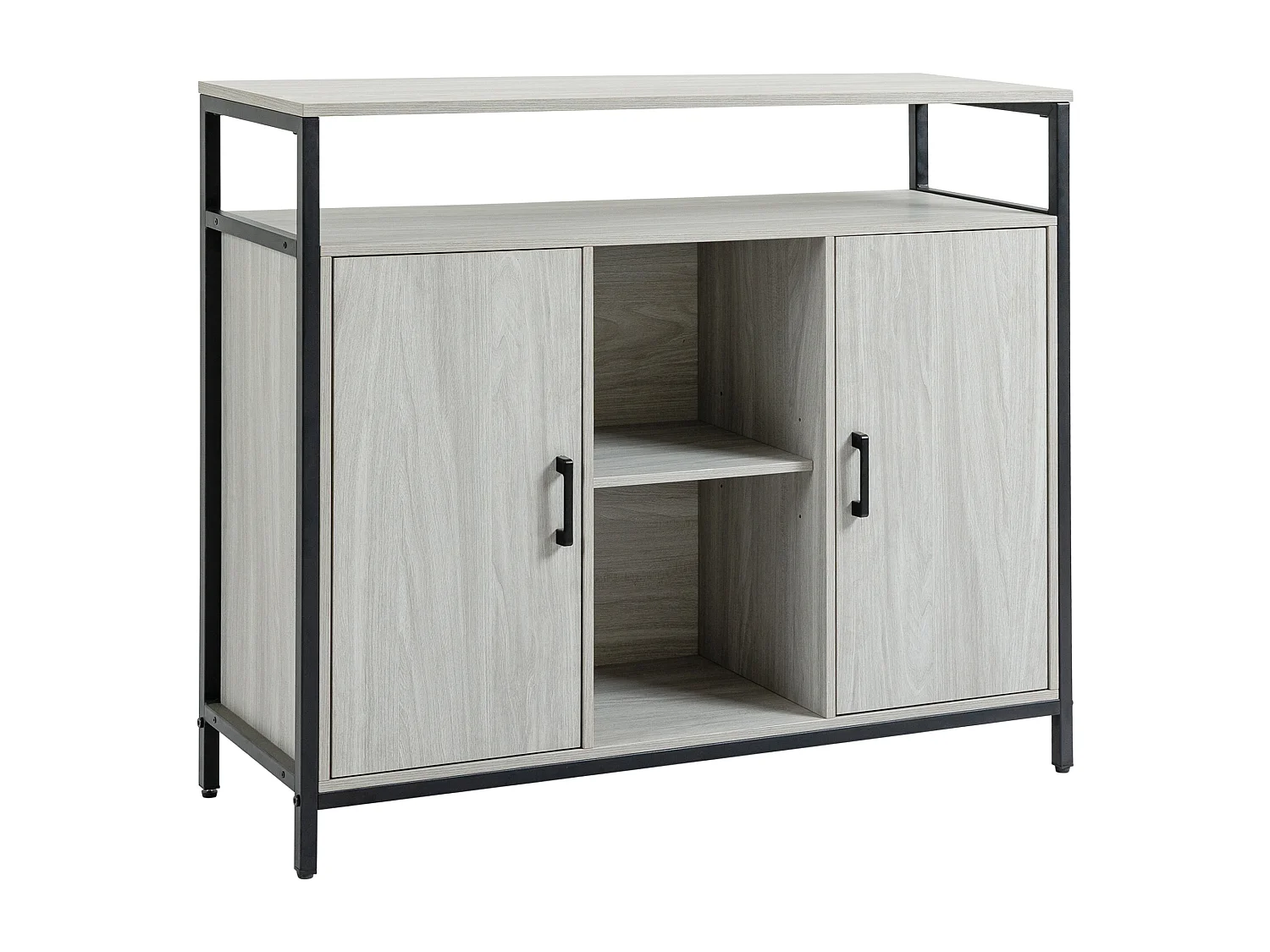 Mobile cucina con 2 armadietti e ripiani in legno grigio chiaro