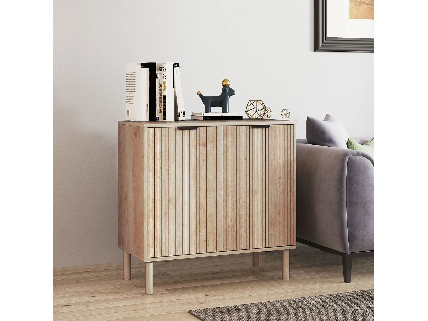 Mobile contenitore a 2 livelli in truciolato color rovere