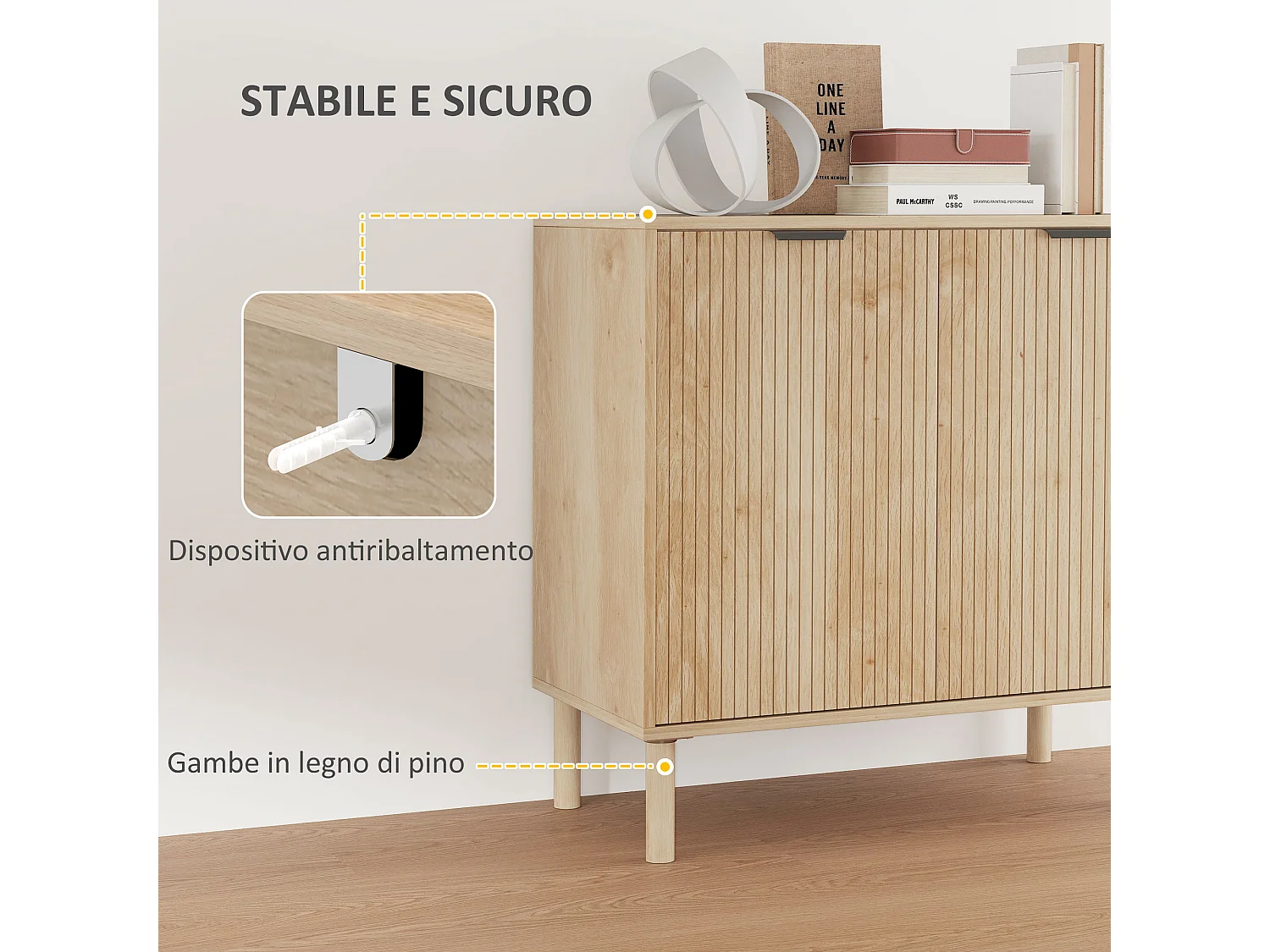 Mobile contenitore a 2 livelli in truciolato color rovere
