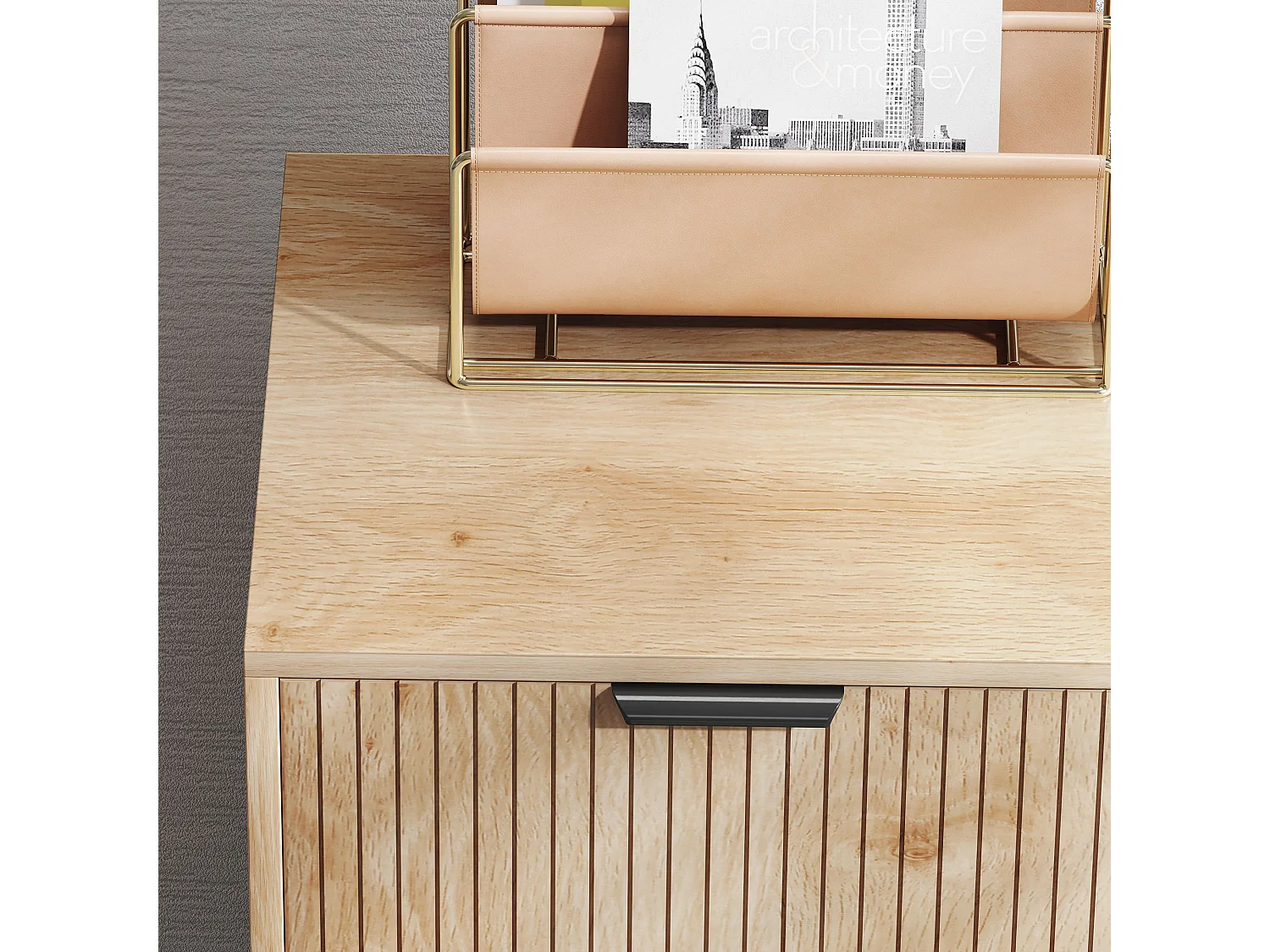 Mobile contenitore a 2 livelli in truciolato color rovere