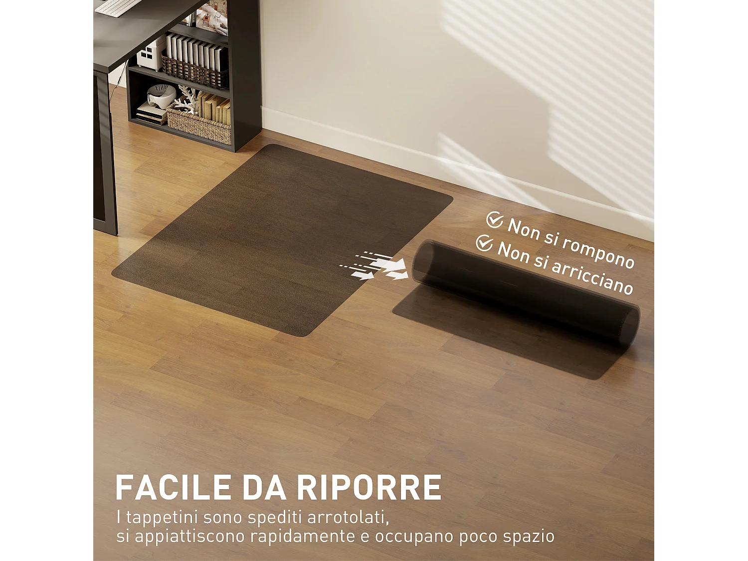 Tappetino salvapavimento 120x90 cm in plastica trasparente per sedia