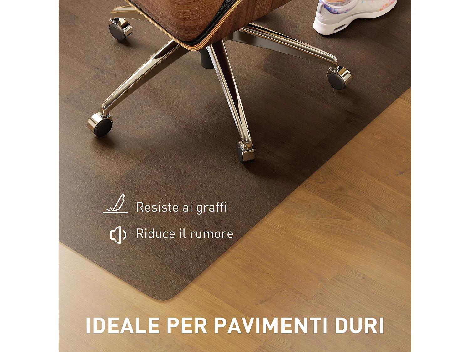 Tappetino salvapavimento 120x90 cm in plastica trasparente per sedia