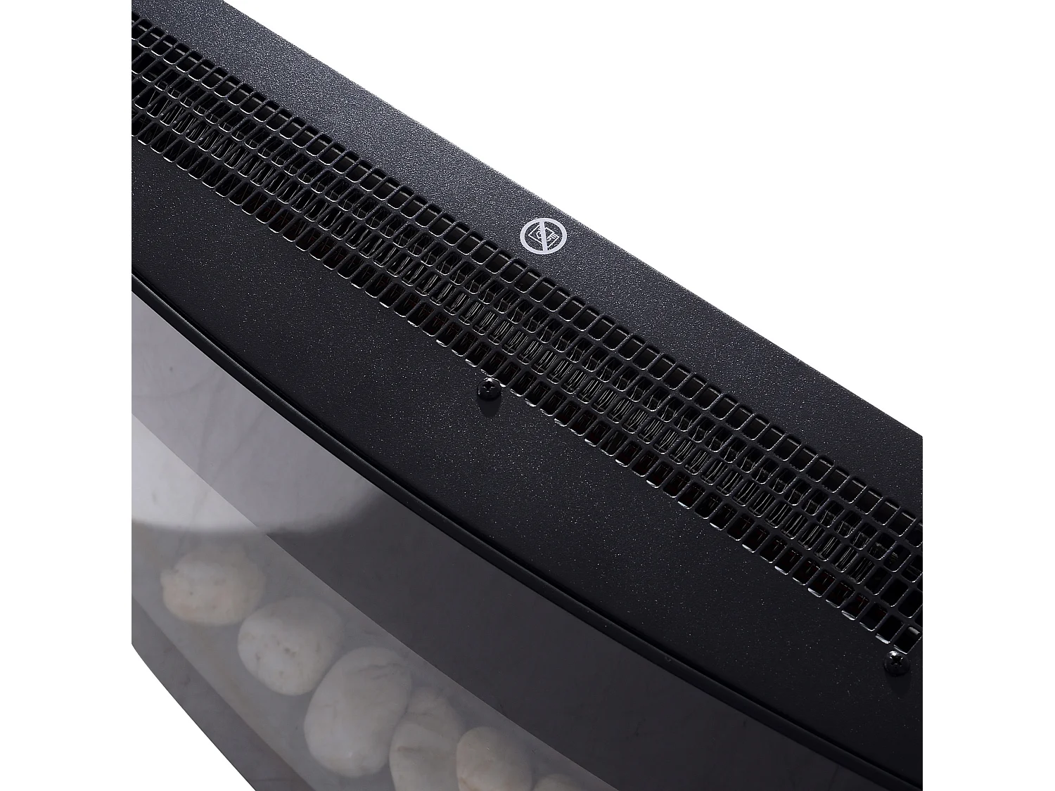 Caminetto elettrico con effetto fiamma colorata in acciaio e vetro