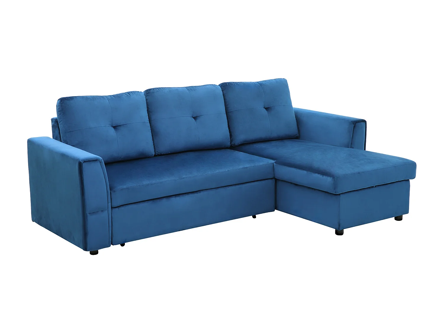 Divano letto 3  posti e chaise longue con contenitore in velluto