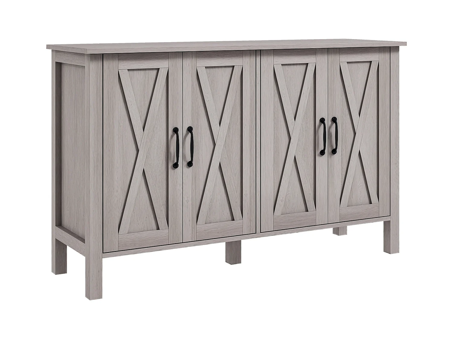 Mobiletto multiuso rustico con 4 ripiani portaoggetti in legno grigio